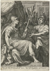 Minerva omgeven door krijgers
