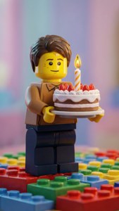 Minifigure with Birthday Cake