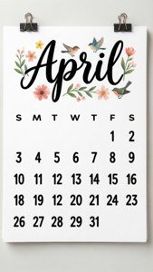 Minimal April Calendar