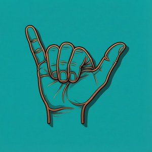 Minimal Shaka Line Art