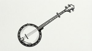 Minimalist Banjo Line Art