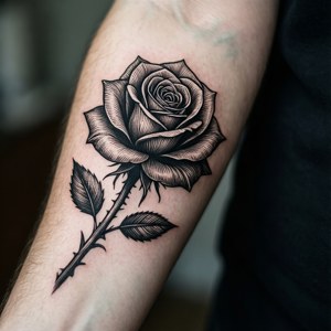 Minimalist Black Rose Tattoo
