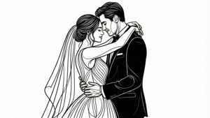 Minimalist Bride Groom Embrace
