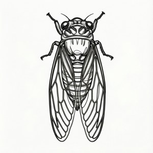 Minimalist Cicada Line Art