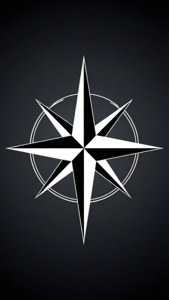 Minimalist Compass Rose Black White