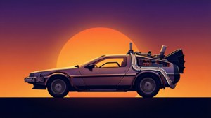 Minimalist DeLorean Sunset