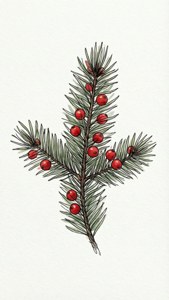 Minimalist Evergreen Branch