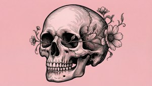Minimalist Floral Skull