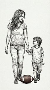 Minimalist Football Mom Line Art