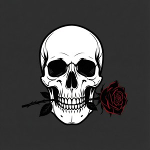 Minimalist Goth Skull Rose
