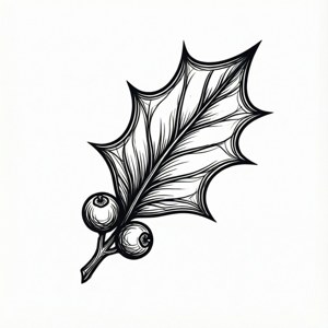 Minimalist Holly Line Art