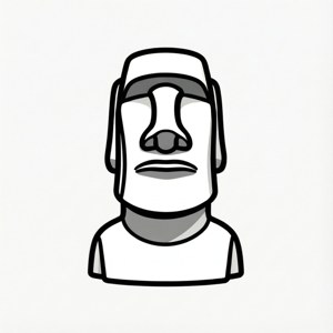 Minimalist Moai Line Art