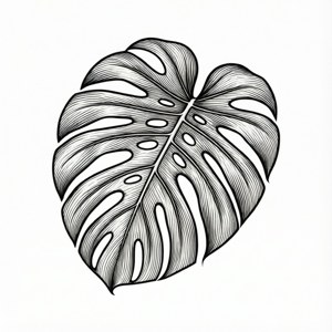 Minimalist Monstera Line Art
