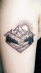 Minimalist Mountain Line Art