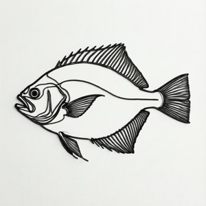 Minimalist Plaice Line Art