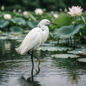 Minimalist Pond Egret