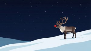 Minimalist Red Nose Reindeer