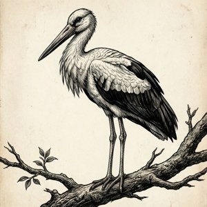 Minimalist Stork Line Art