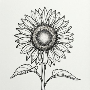 Minimalist Sunflower Line Art