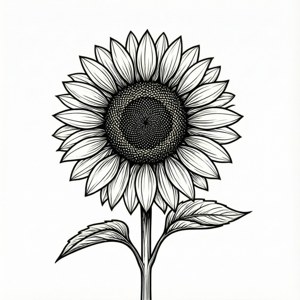 Minimalist Sunflower Line Art