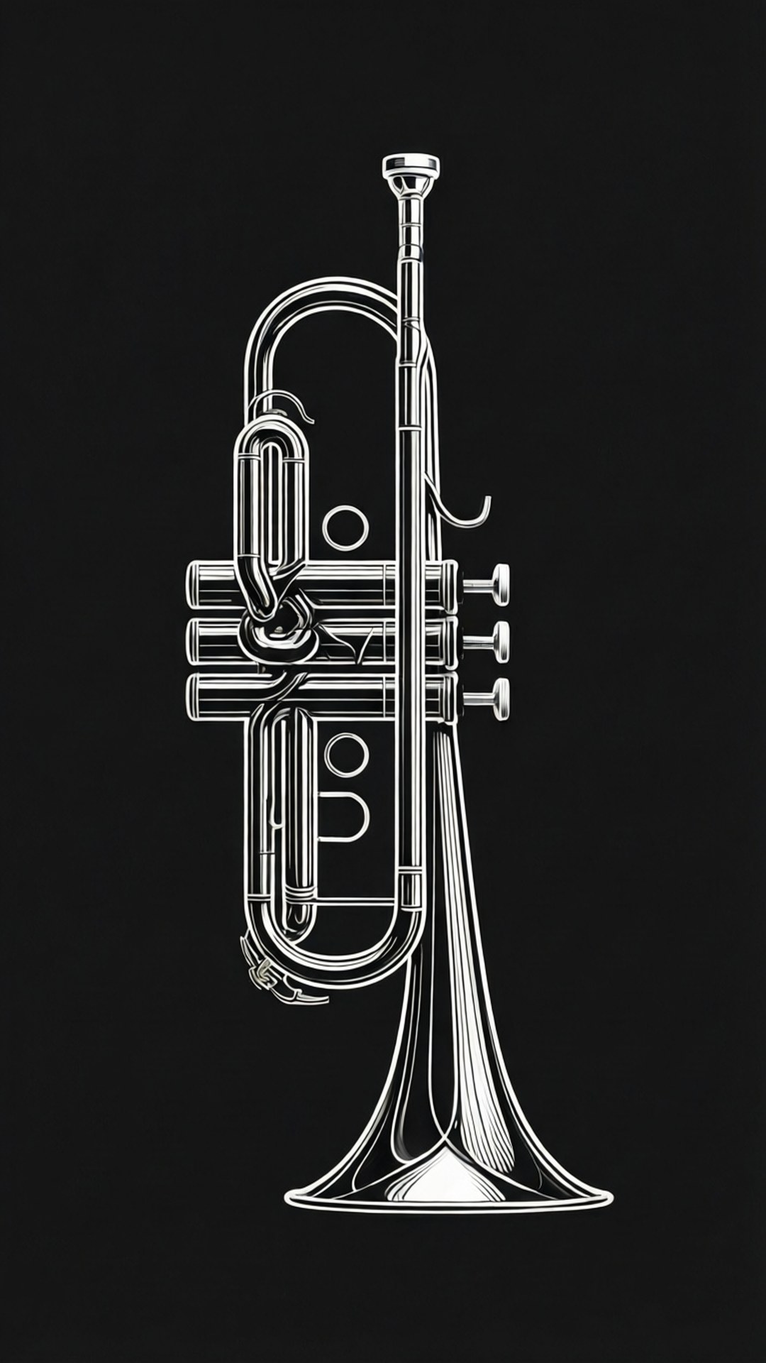 Minimalist Trumpet Line Art by Wallpapers.art Studio