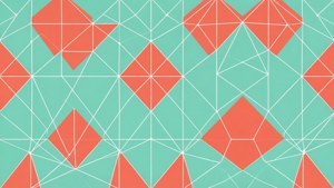 Mint Coral Diamond Grid
