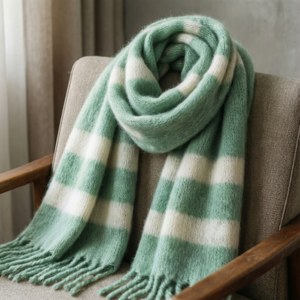 Mint Green Striped Scarf