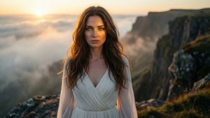 Misty Cliff Sunrise Portrait