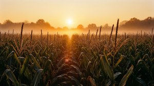 Misty Cornfield Sunrise