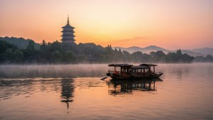Misty Dawn on West Lake