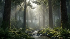 Misty Forest Stream