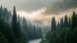 Misty Forest Valley