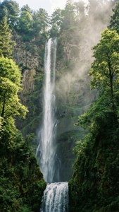 Misty Forest Waterfall