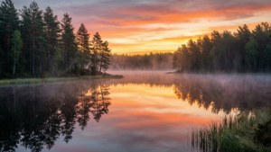 Misty Lake Sunrise
