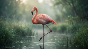Misty Marsh Flamingo