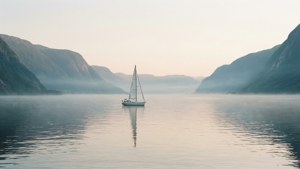 Misty Morning Sailboat