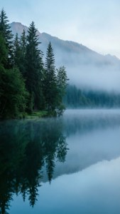 Misty Mountain Lake Dawn