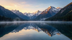 Misty Mountain Lake Dawn