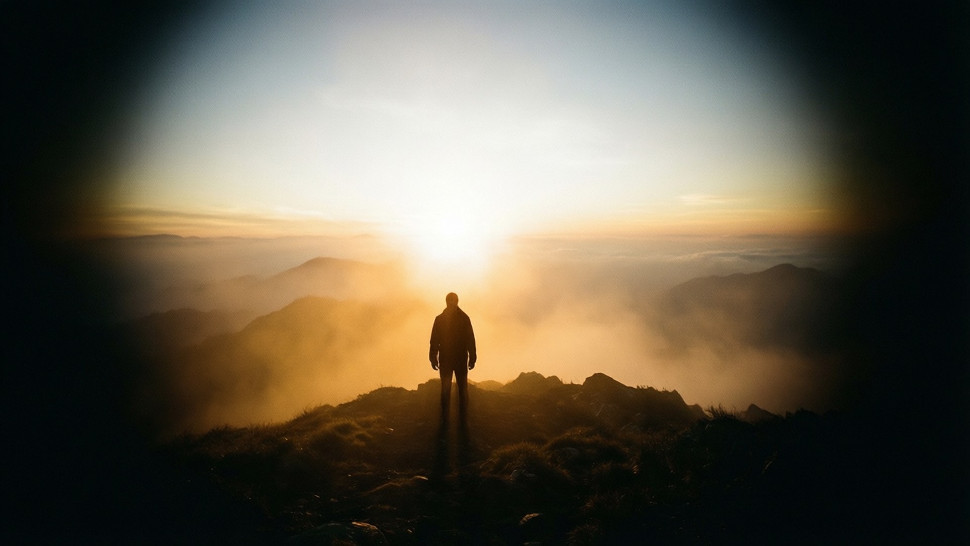 Misty Mountain Sunrise Vignette by Wallpapers.art Studio