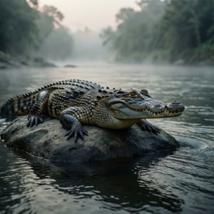 Misty River Rock Basking