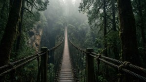 Misty Suspension Bridge