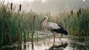 Misty Wetland Stork