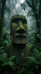 Moai in Rainforest Mist