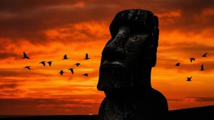 Moai Silhouette Sunset