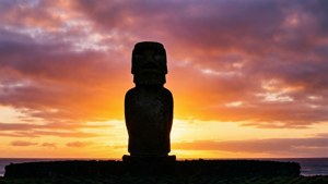 Moai Sunset Silhouette