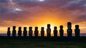 Moai Sunset Silhouettes
