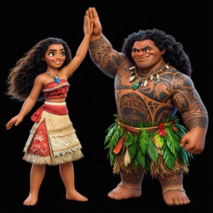Moana and Maui High-Five