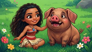 Moana and Pua Clipart