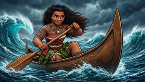 Moana Rowing Canoe Clipart