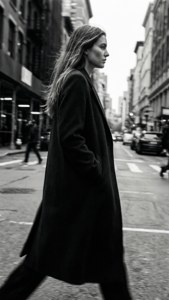 Model in Coat B&W